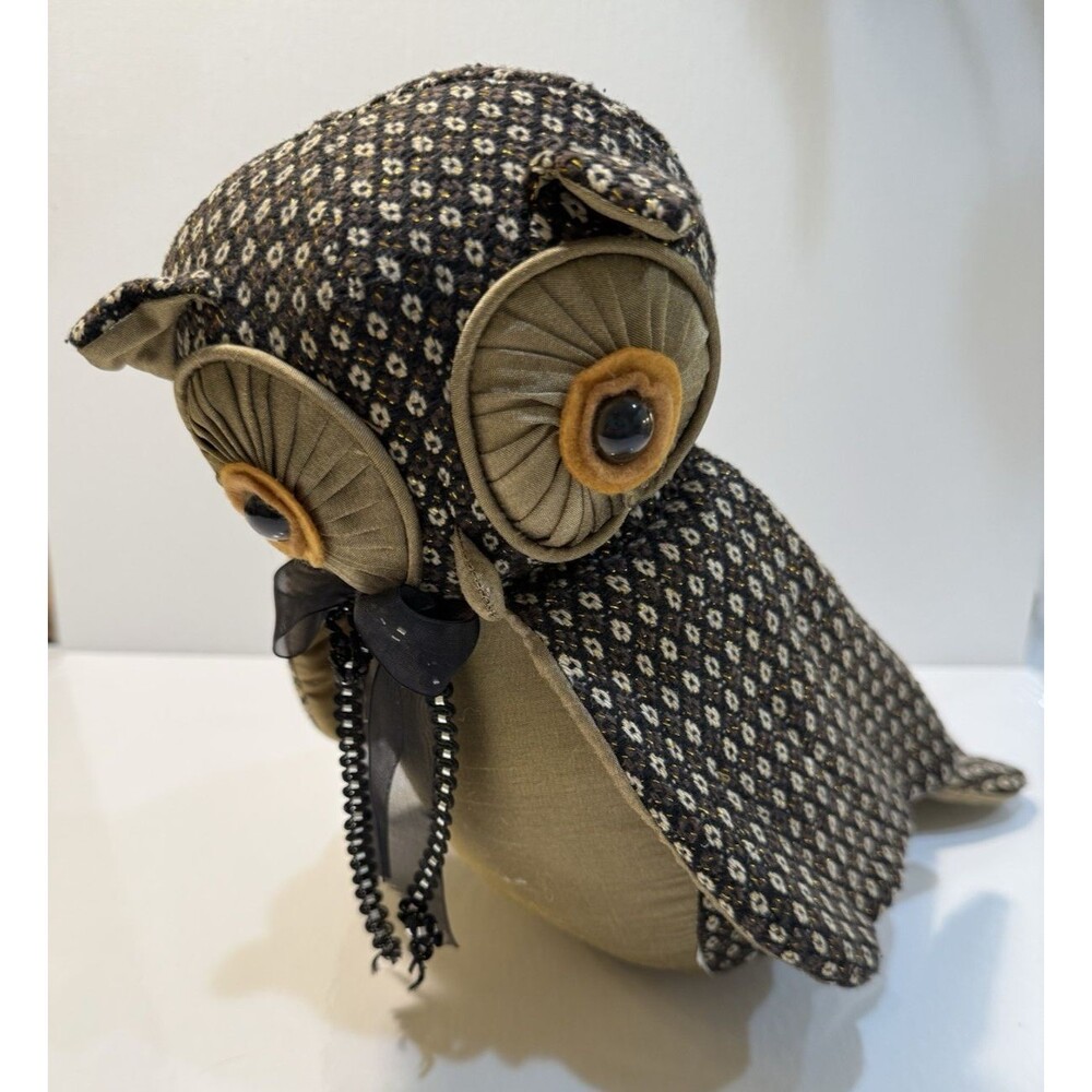 Dora Designs Owl Decor Doorstop Weighted Fabric Stuffed Brown Owl Grandmacore